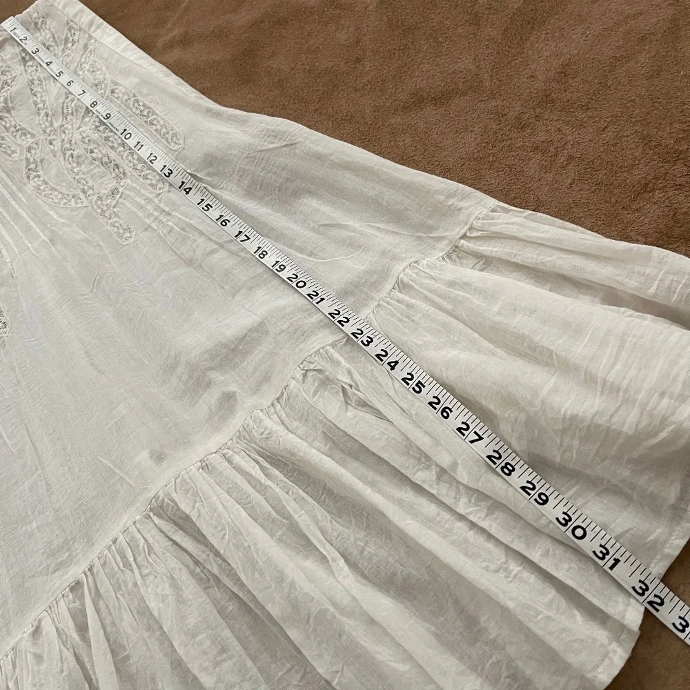 Free People Lace Sheer Tunic Top Pintuck Button Back M - Picture 10 of 16